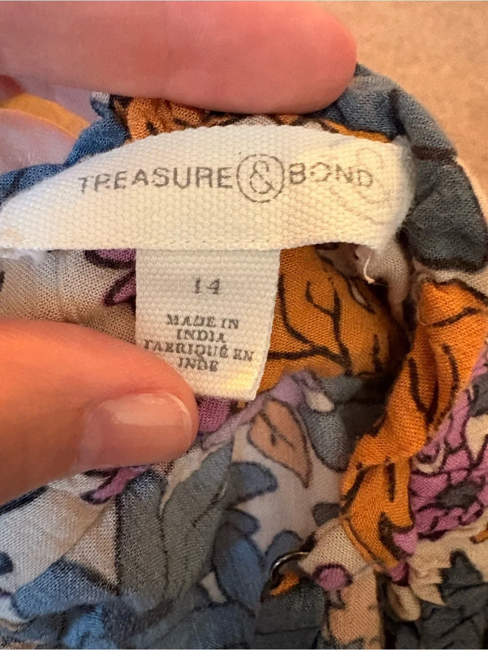 Treasure & Bond Girls Floral Dress in Orange, Pink & Blue